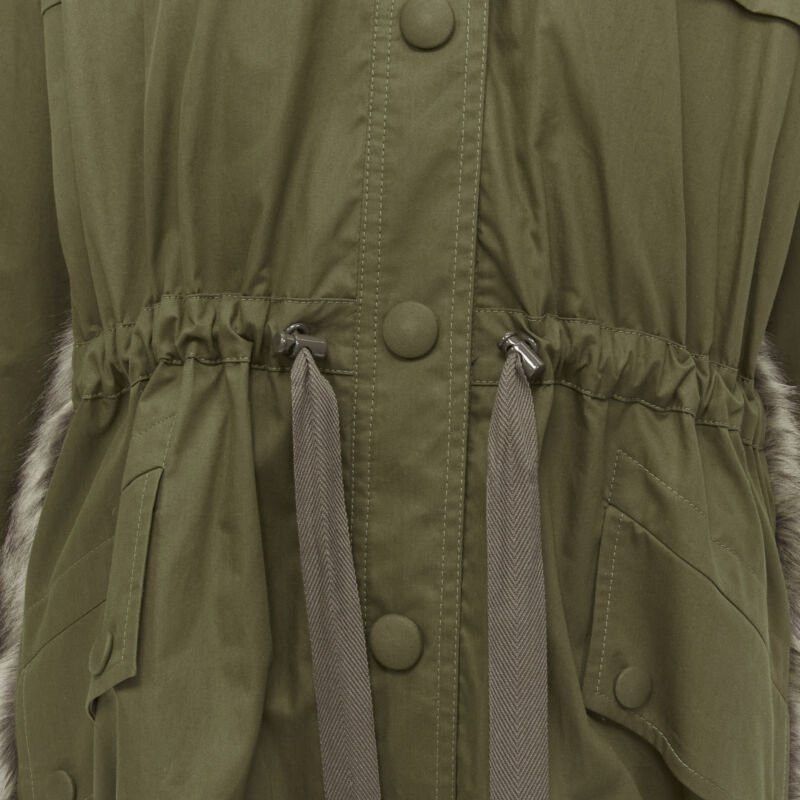 Stella McCartney STELLA MCCARTNEY brown faux fur military green drawstring parka FR34 XS Size XS / US 0-2 / IT 36-38 - 2 Thumbnail