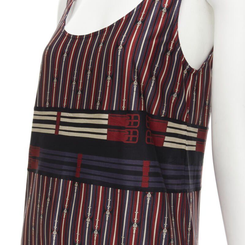 Hermes HERMES Horsebit buckle red white print scoop neck casual tank top FR38 S Size S / US 4 / IT 40 - 2 Thumbnail
