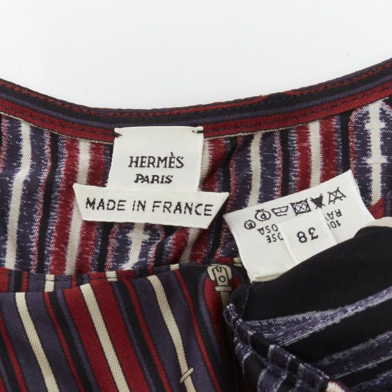 Hermes HERMES Horsebit buckle red white print scoop neck casual tank top FR38 S Size S / US 4 / IT 40 - 7 Thumbnail