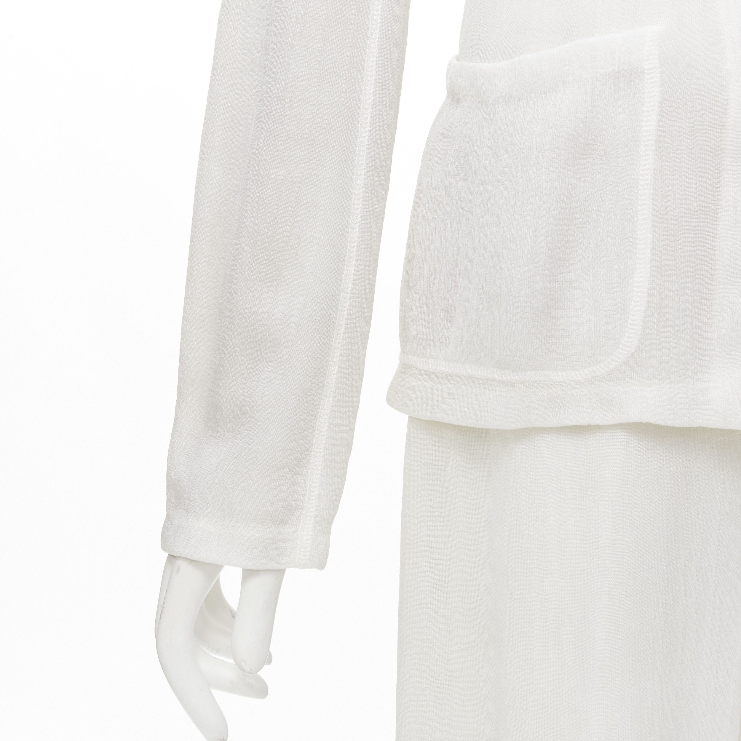 Other MARIOT CHANET white textured logo button fitted blazer wide leg pants IT42 M Size 28" / US 6 / IT 42 - 8 Thumbnail