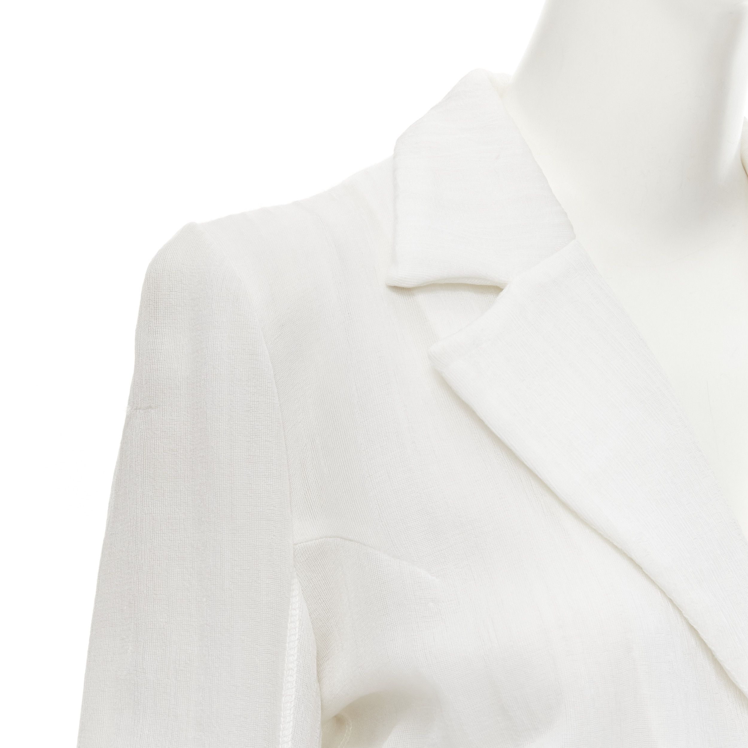 Other MARIOT CHANET white textured logo button fitted blazer wide leg pants IT42 M Size 28" / US 6 / IT 42 - 7 Thumbnail