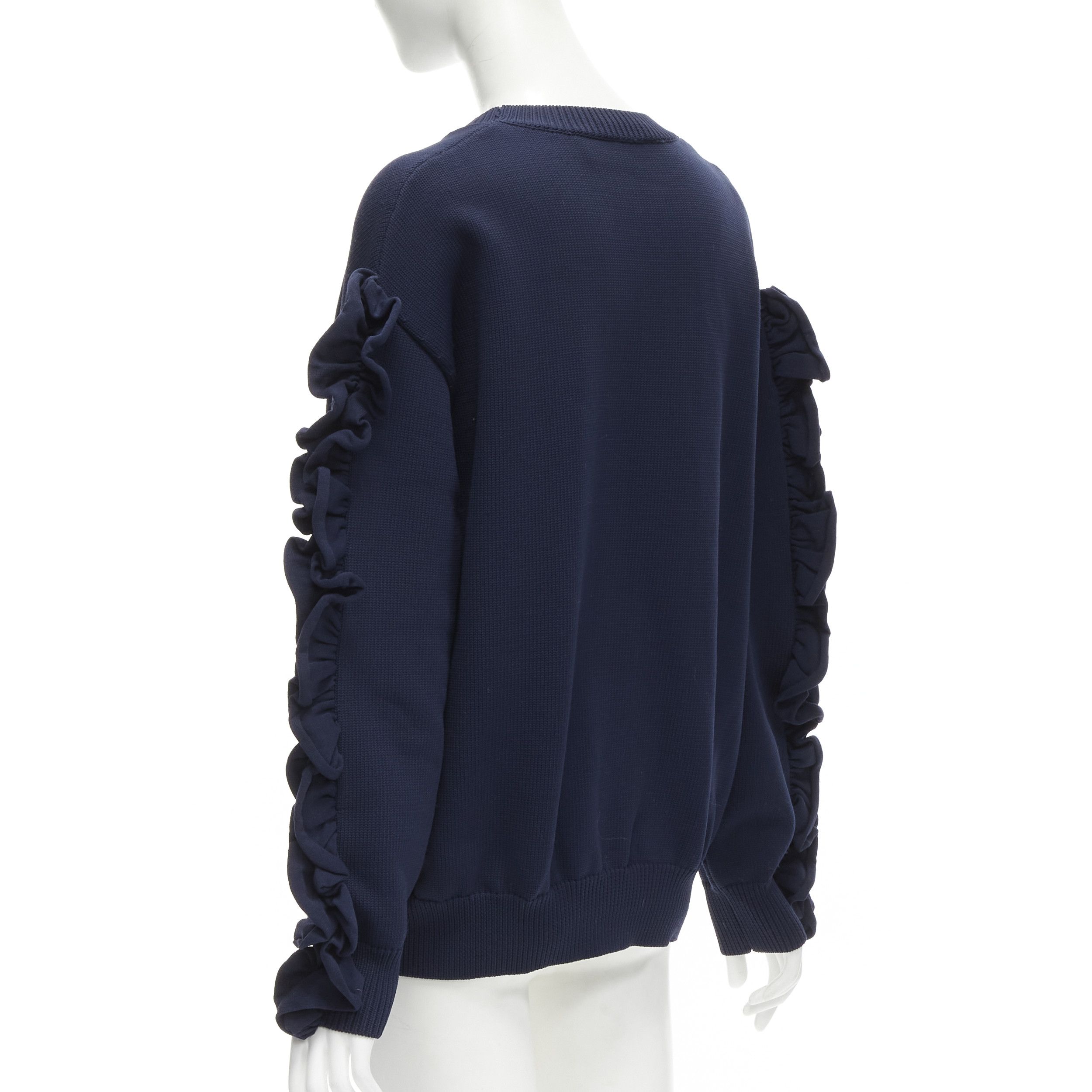 Victoria Beckham VICTORIA BECKHAM VVB navy blue ruffle sleeve pullover crew sweatshirt UK12 L Size M / US 6-8 / IT 42-44 - 6 Thumbnail