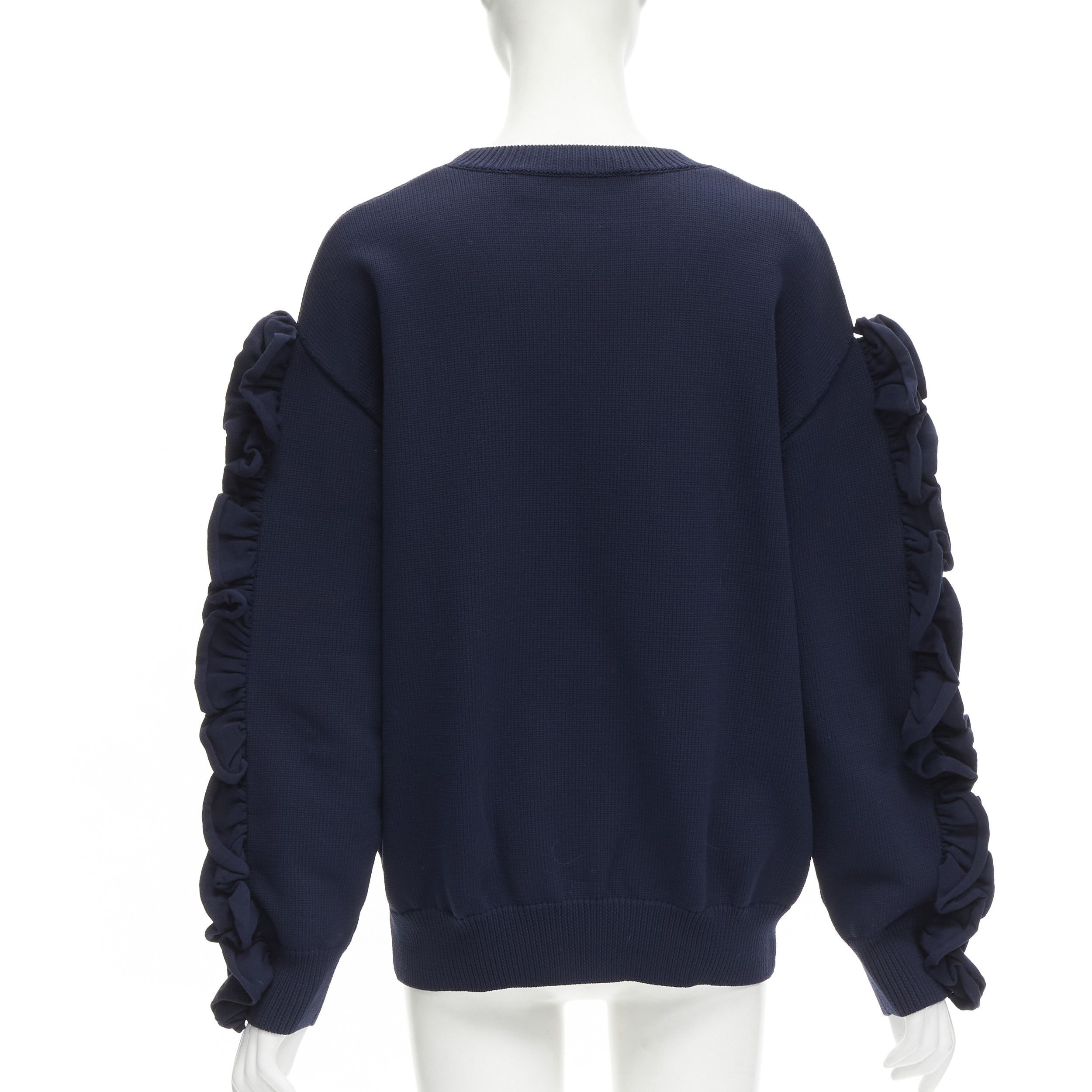 Victoria Beckham VICTORIA BECKHAM VVB navy blue ruffle sleeve pullover crew sweatshirt UK12 L Size M / US 6-8 / IT 42-44 - 5 Thumbnail