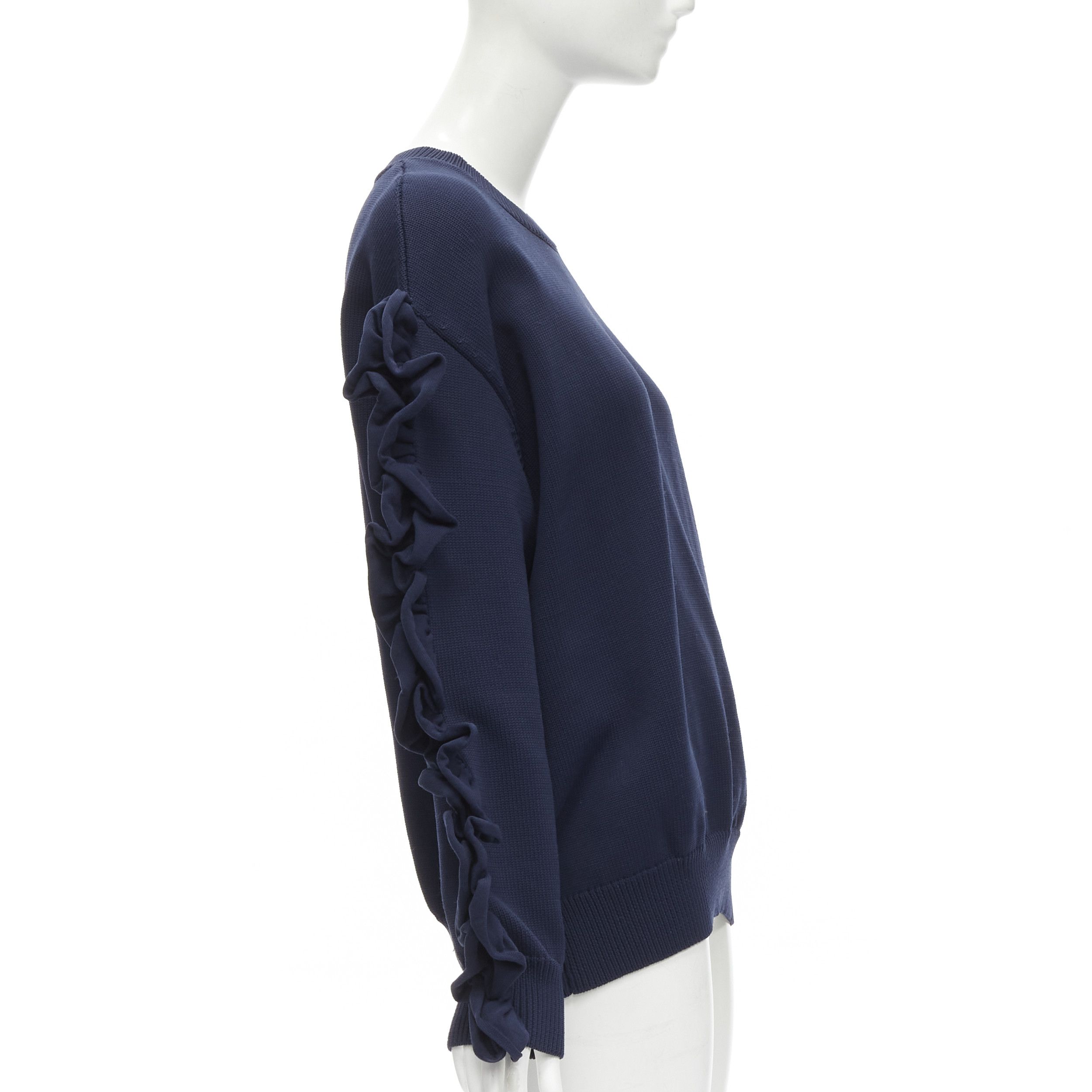Victoria Beckham VICTORIA BECKHAM VVB navy blue ruffle sleeve pullover crew sweatshirt UK12 L Size M / US 6-8 / IT 42-44 - 4 Thumbnail