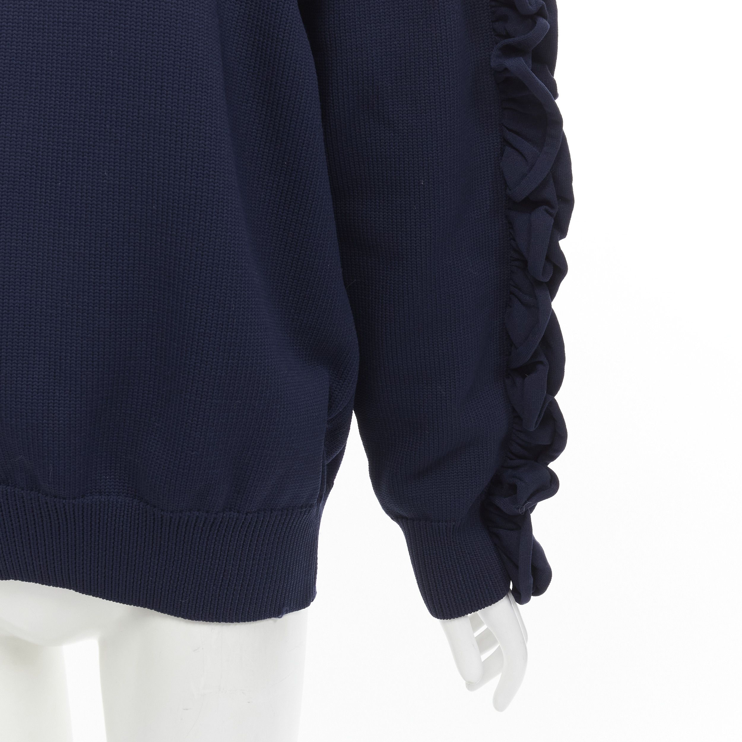 Victoria Beckham VICTORIA BECKHAM VVB navy blue ruffle sleeve pullover crew sweatshirt UK12 L Size M / US 6-8 / IT 42-44 - 2 Thumbnail