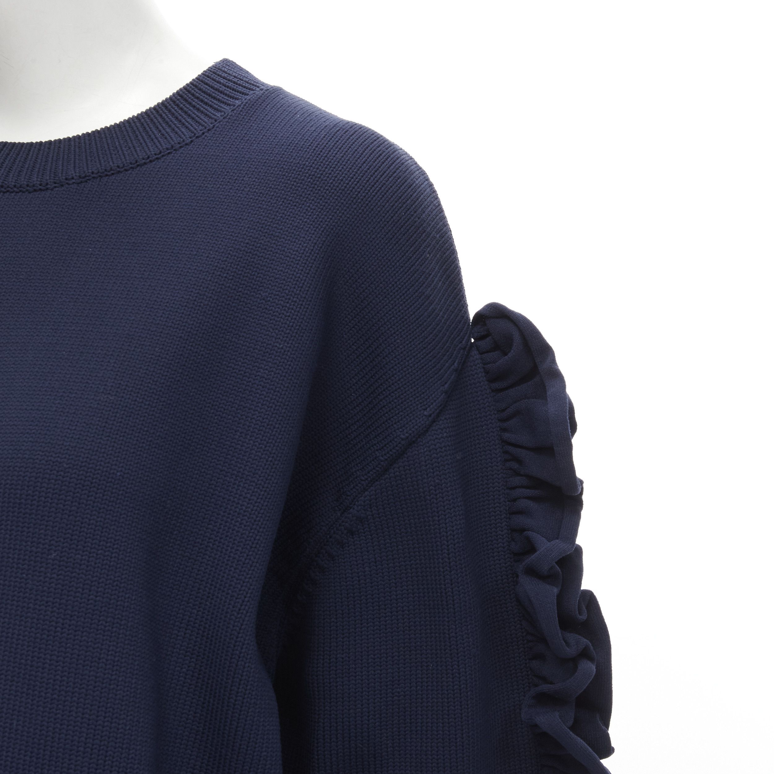 Victoria Beckham VICTORIA BECKHAM VVB navy blue ruffle sleeve pullover crew sweatshirt UK12 L Size M / US 6-8 / IT 42-44 - 7 Thumbnail
