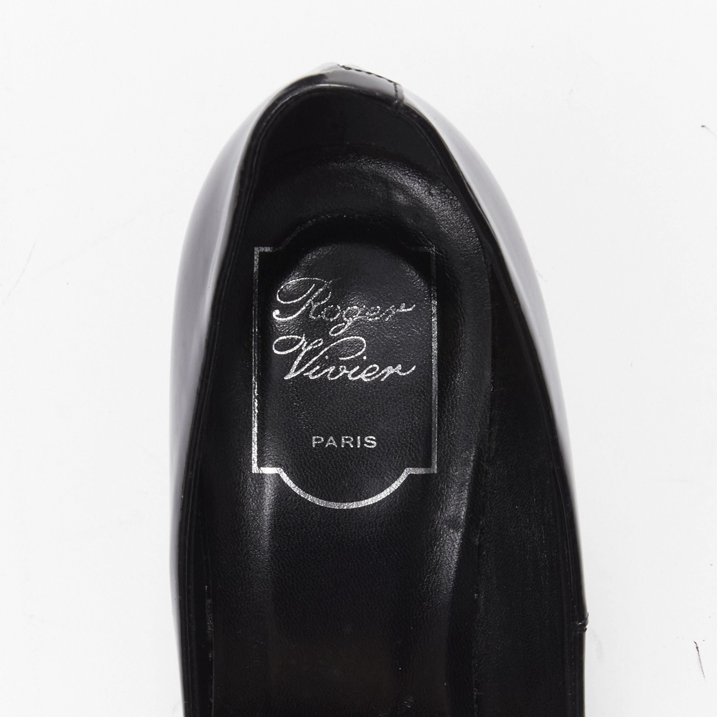 Roger Vivier ROGER VIVIER Trompette black patent leather buckle curved heel pumps EU38 Size US 8 / IT 38 - 9 Thumbnail