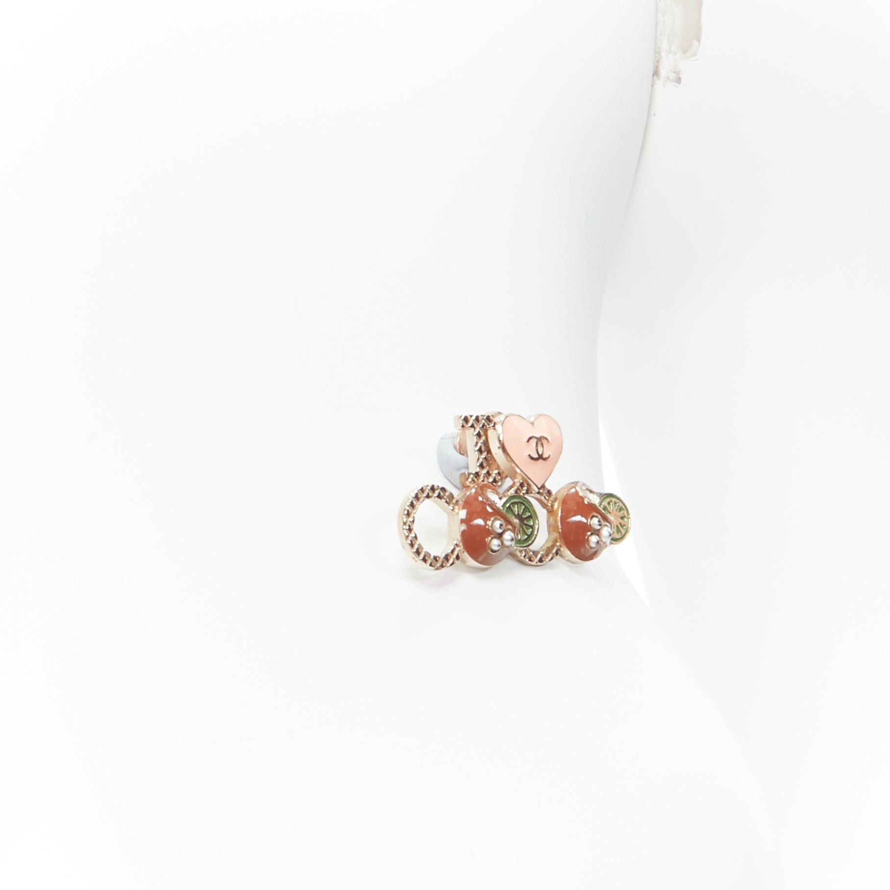 Chanel CHANEL 2017 I Love Coco pink heart green lime faux pearl gold pin brooch Size ONE SIZE - 2 Thumbnail