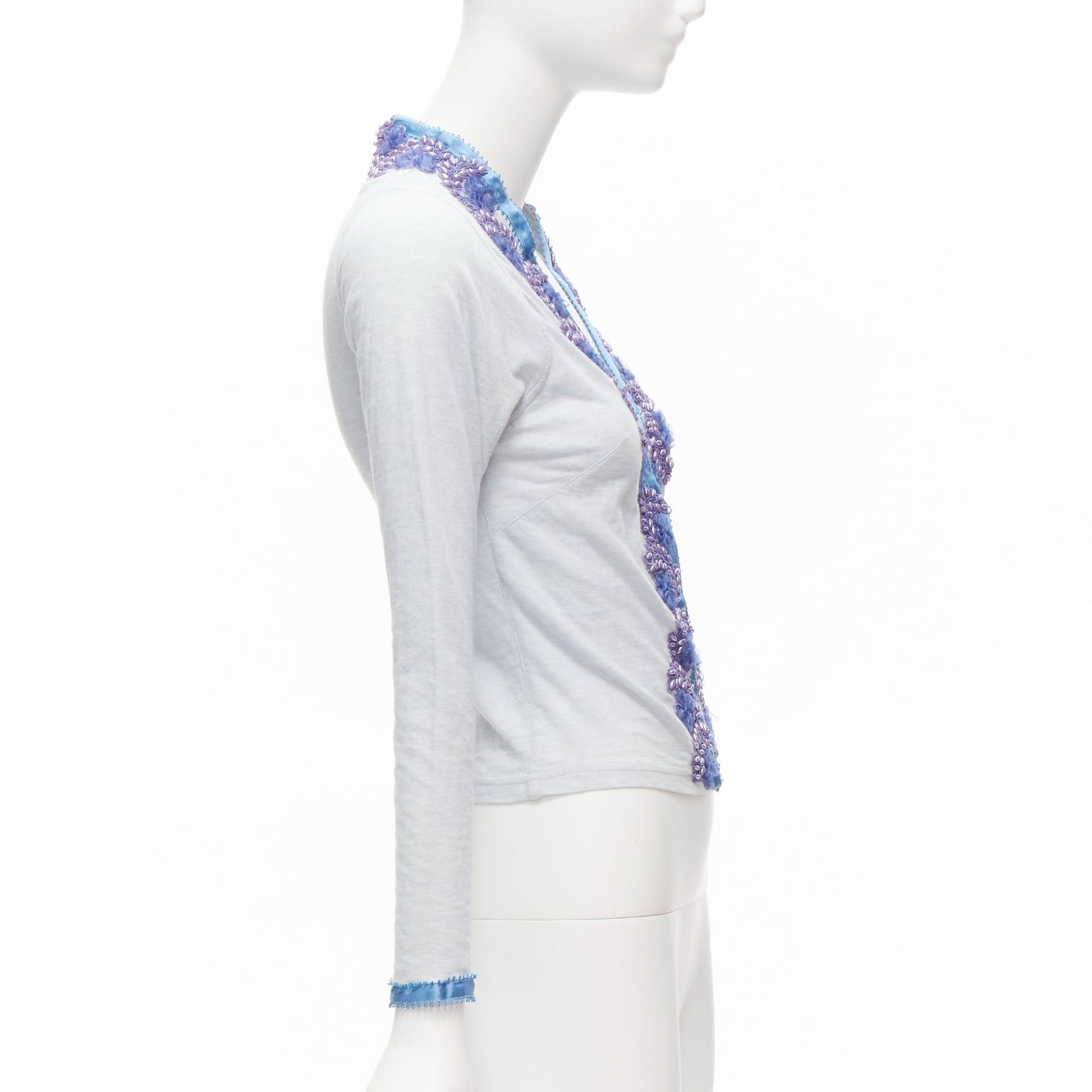 Voyage VOYAGE INVEST IN THE ORIGINAL LONDON purple embellishment trim cotton blend cardigan L Size M / US 6-8 / IT 42-44 - 5 Thumbnail