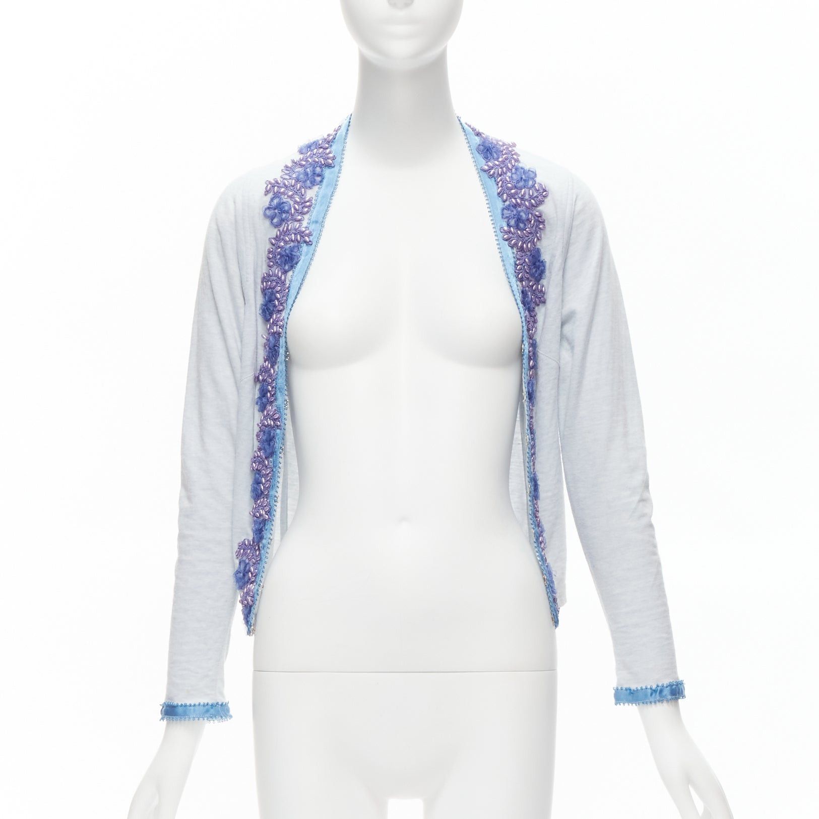Voyage VOYAGE INVEST IN THE ORIGINAL LONDON purple embellishment trim cotton blend cardigan L Size M / US 6-8 / IT 42-44 - 3 Thumbnail