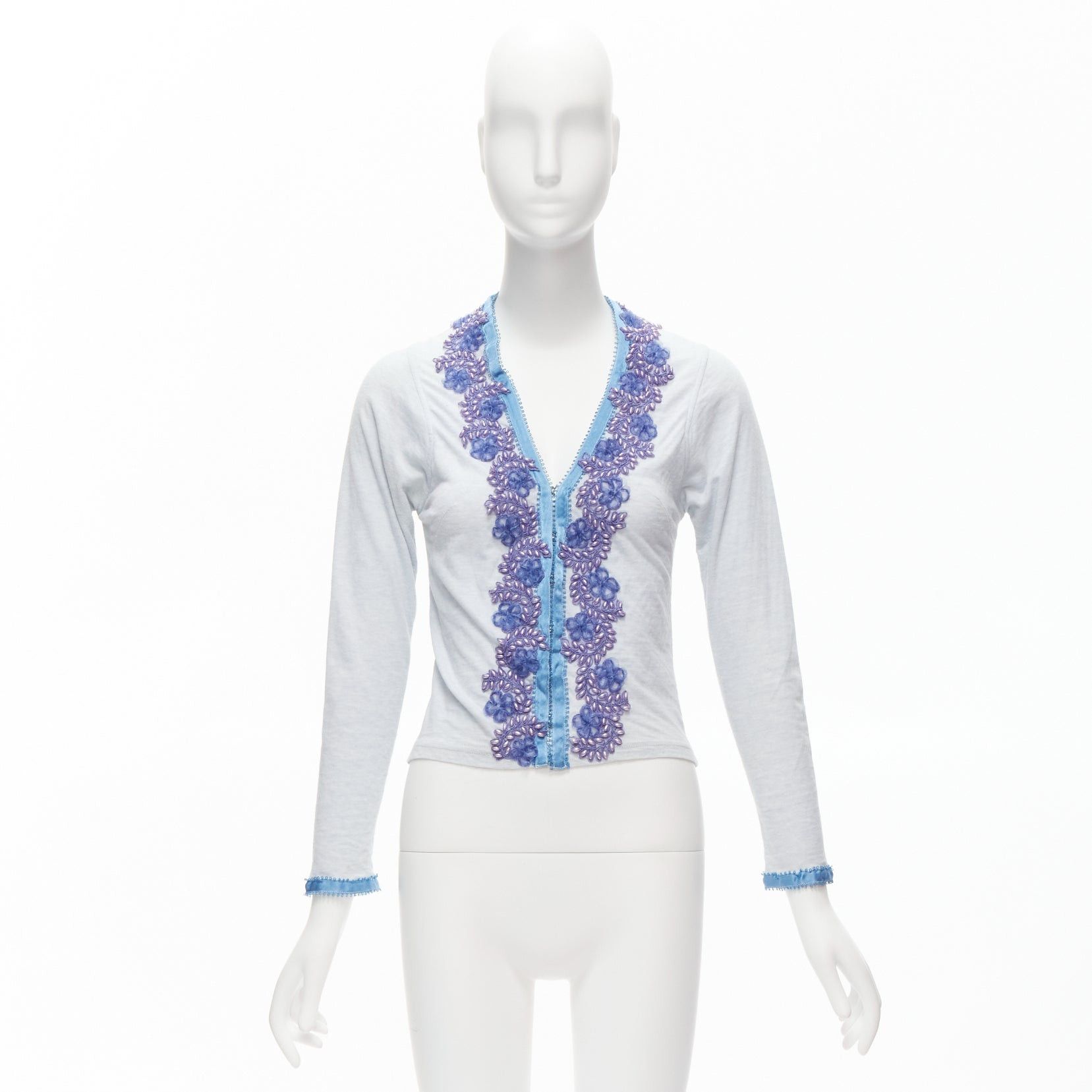 Voyage VOYAGE INVEST IN THE ORIGINAL LONDON purple embellishment trim cotton blend cardigan L Size M / US 6-8 / IT 42-44 - 10 Thumbnail
