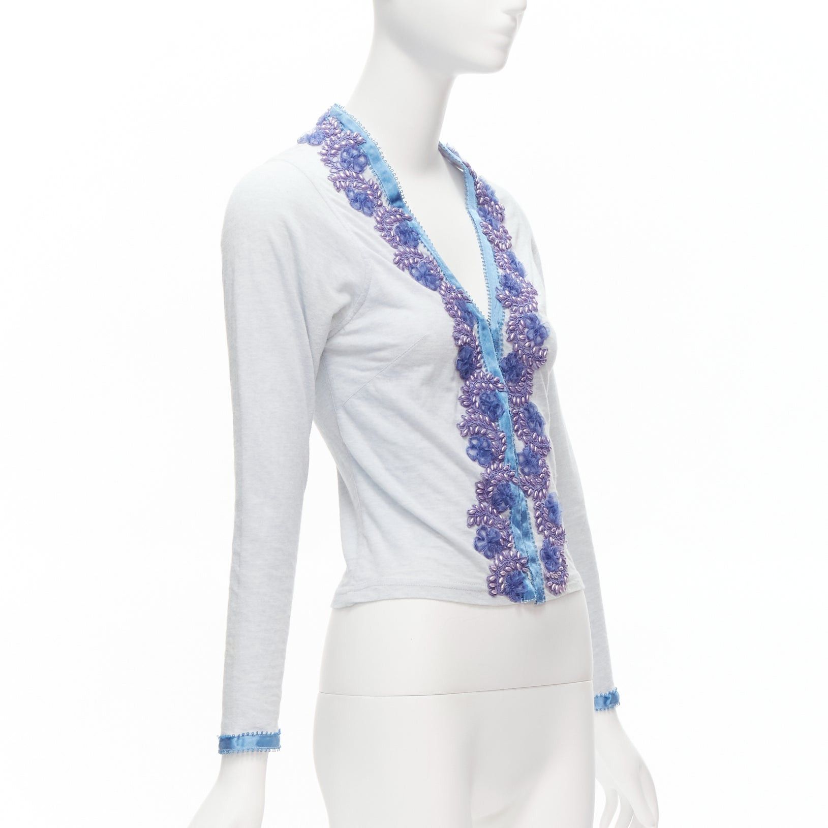 Voyage VOYAGE INVEST IN THE ORIGINAL LONDON purple embellishment trim cotton blend cardigan L Size M / US 6-8 / IT 42-44 - 4 Thumbnail