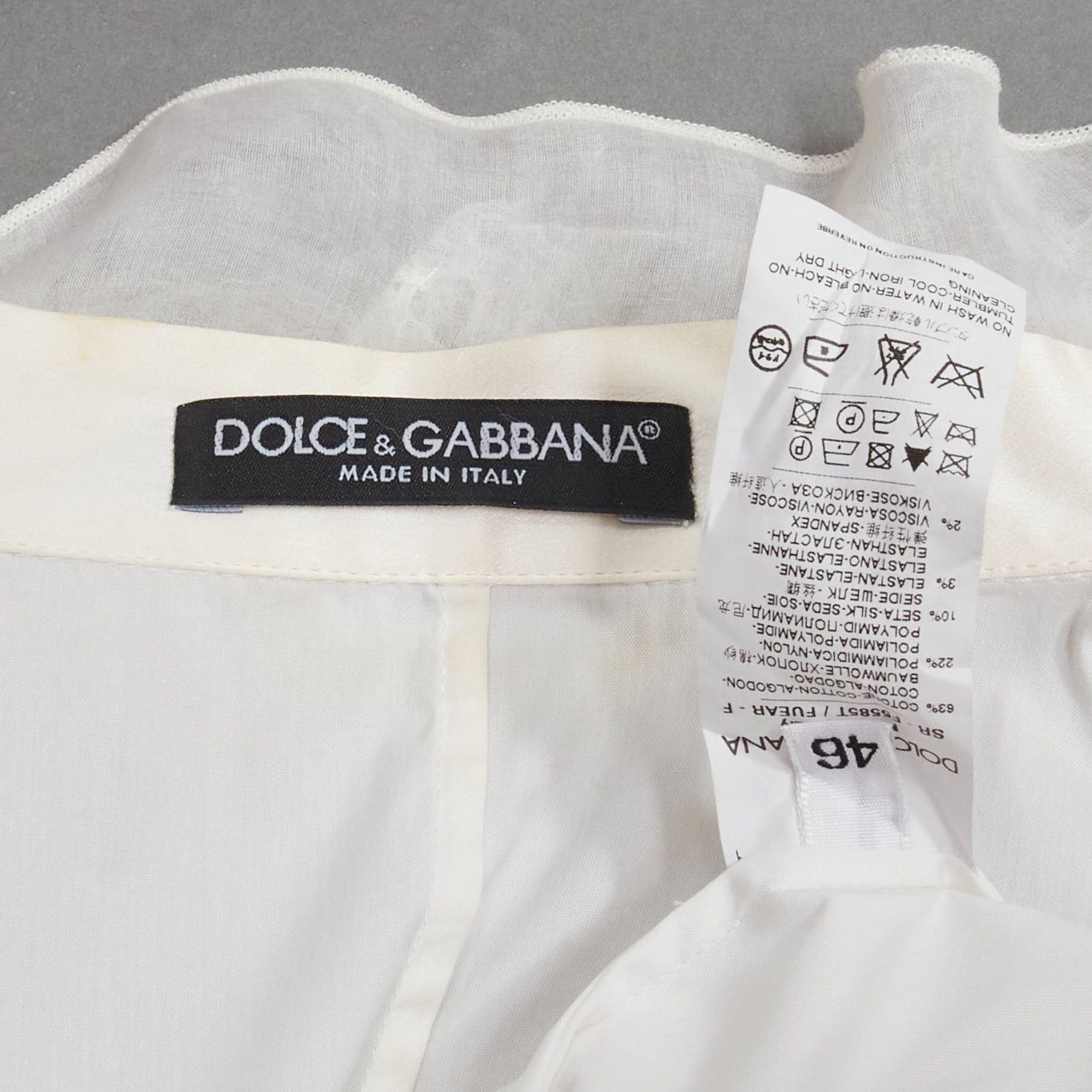 Dolce & Gabbana DOLCE GABBANA ivory lace ruffle collar long sleeve fitted dress shirt IT46 XL Size L / US 10 / IT 46 - 8 Thumbnail