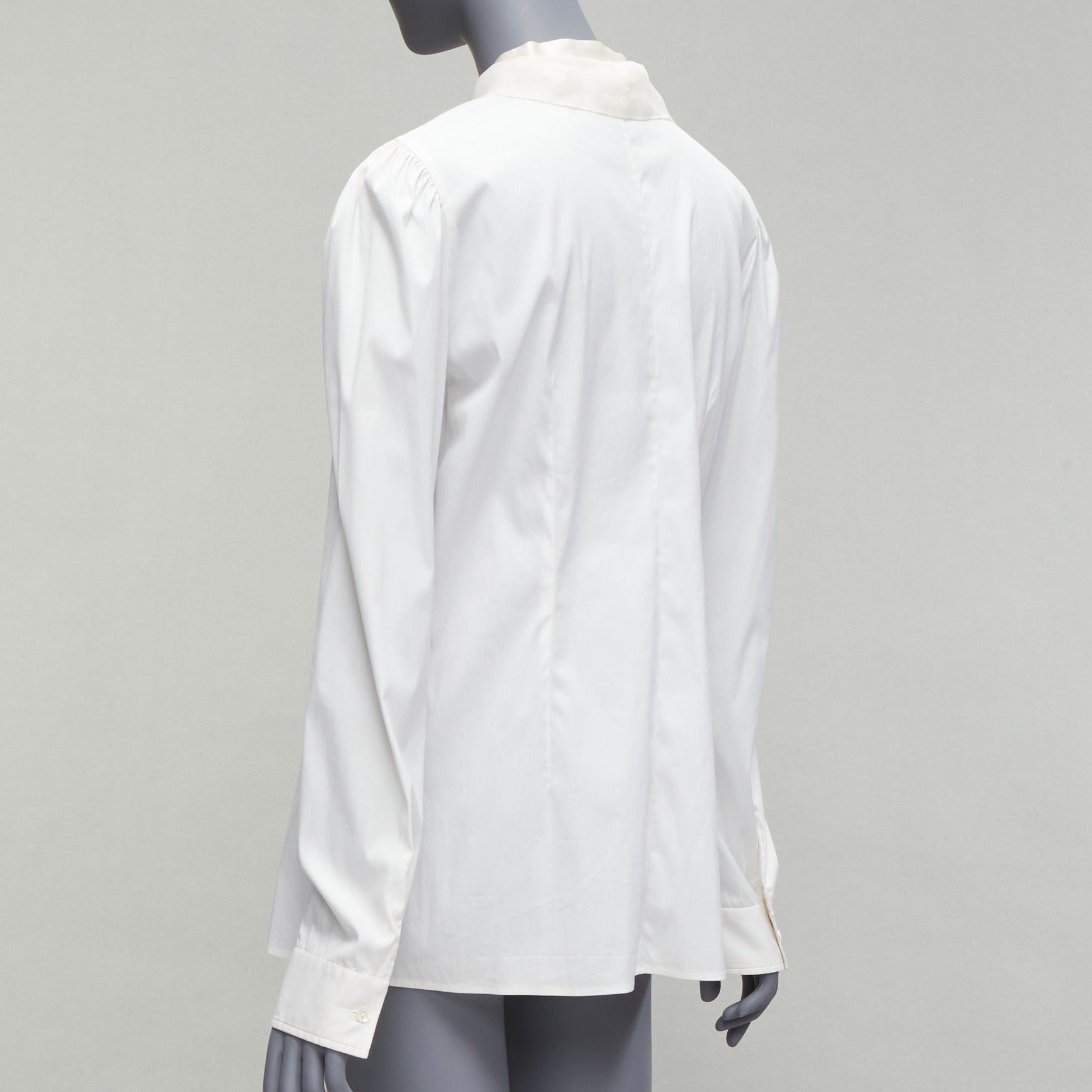 Dolce & Gabbana DOLCE GABBANA ivory lace ruffle collar long sleeve fitted dress shirt IT46 XL Size L / US 10 / IT 46 - 6 Thumbnail