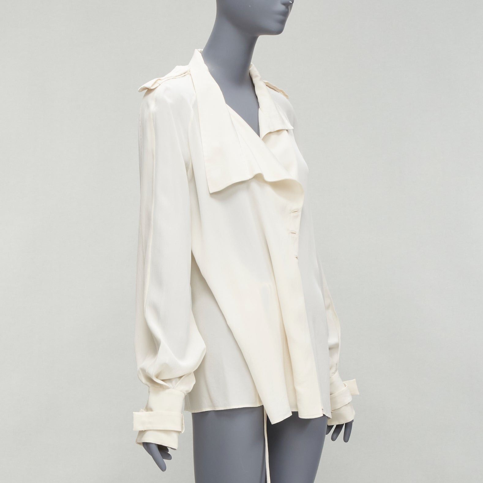 Tom Ford TOM FORD 100% silk ivory trench detail light flowy jacket IT42 M Size M / US 6-8 / IT 42-44 - 3 Thumbnail