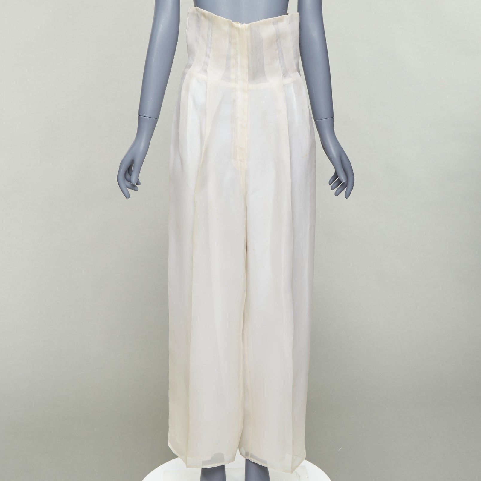 Dolce & Gabbana rare DOLCE GABBANA Vintage ivory silk oversized coat wide leg crop pants suit IT40 S Size 28" / US 6 / IT 42 - 9 Thumbnail
