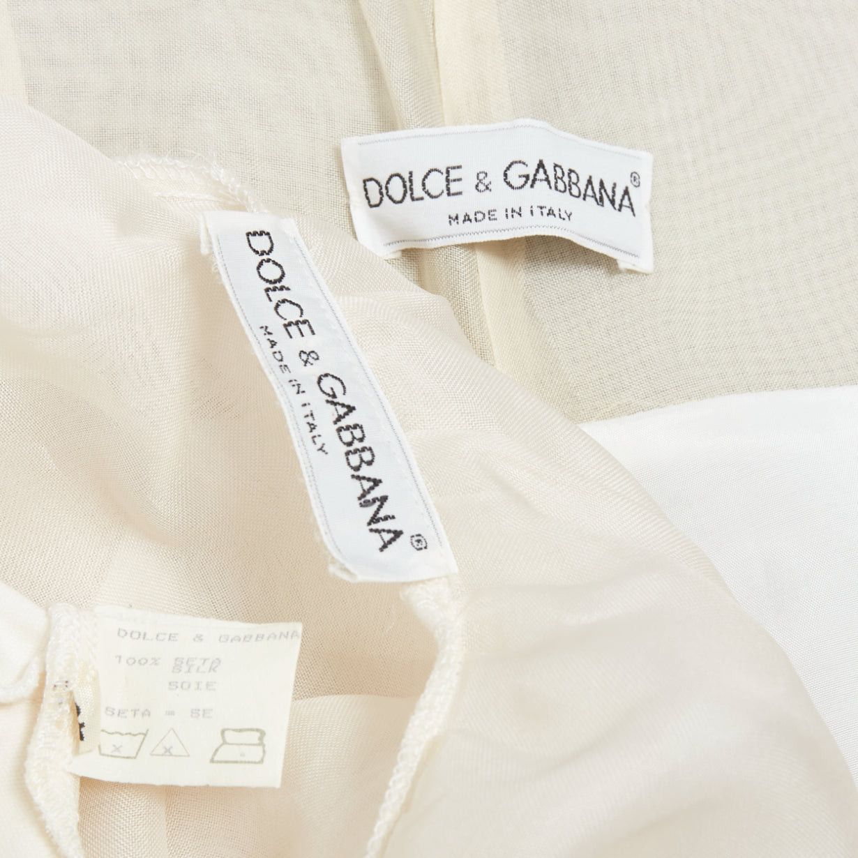 Dolce & Gabbana rare DOLCE GABBANA Vintage ivory silk oversized coat wide leg crop pants suit IT40 S Size 28" / US 6 / IT 42 - 12 Thumbnail