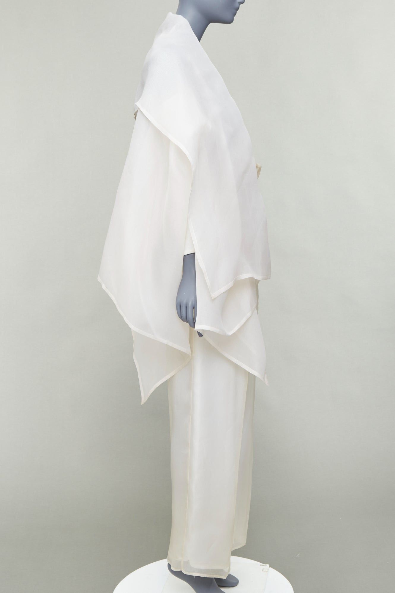 Dolce & Gabbana rare DOLCE GABBANA Vintage ivory silk oversized coat wide leg crop pants suit IT40 S Size 28" / US 6 / IT 42 - 3 Thumbnail