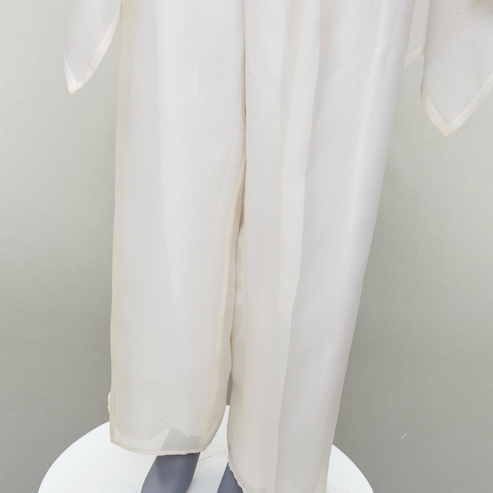 Dolce & Gabbana rare DOLCE GABBANA Vintage ivory silk oversized coat wide leg crop pants suit IT40 S Size 28" / US 6 / IT 42 - 11 Thumbnail