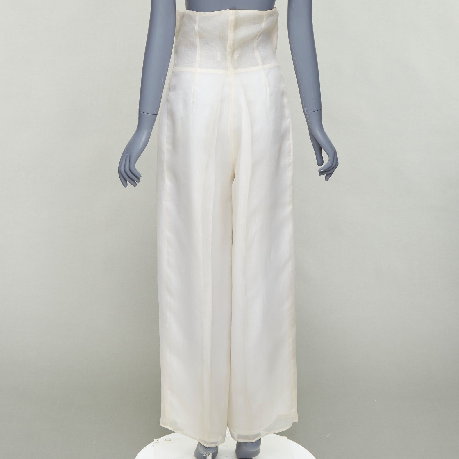 Dolce & Gabbana rare DOLCE GABBANA Vintage ivory silk oversized coat wide leg crop pants suit IT40 S Size 28" / US 6 / IT 42 - 10 Thumbnail