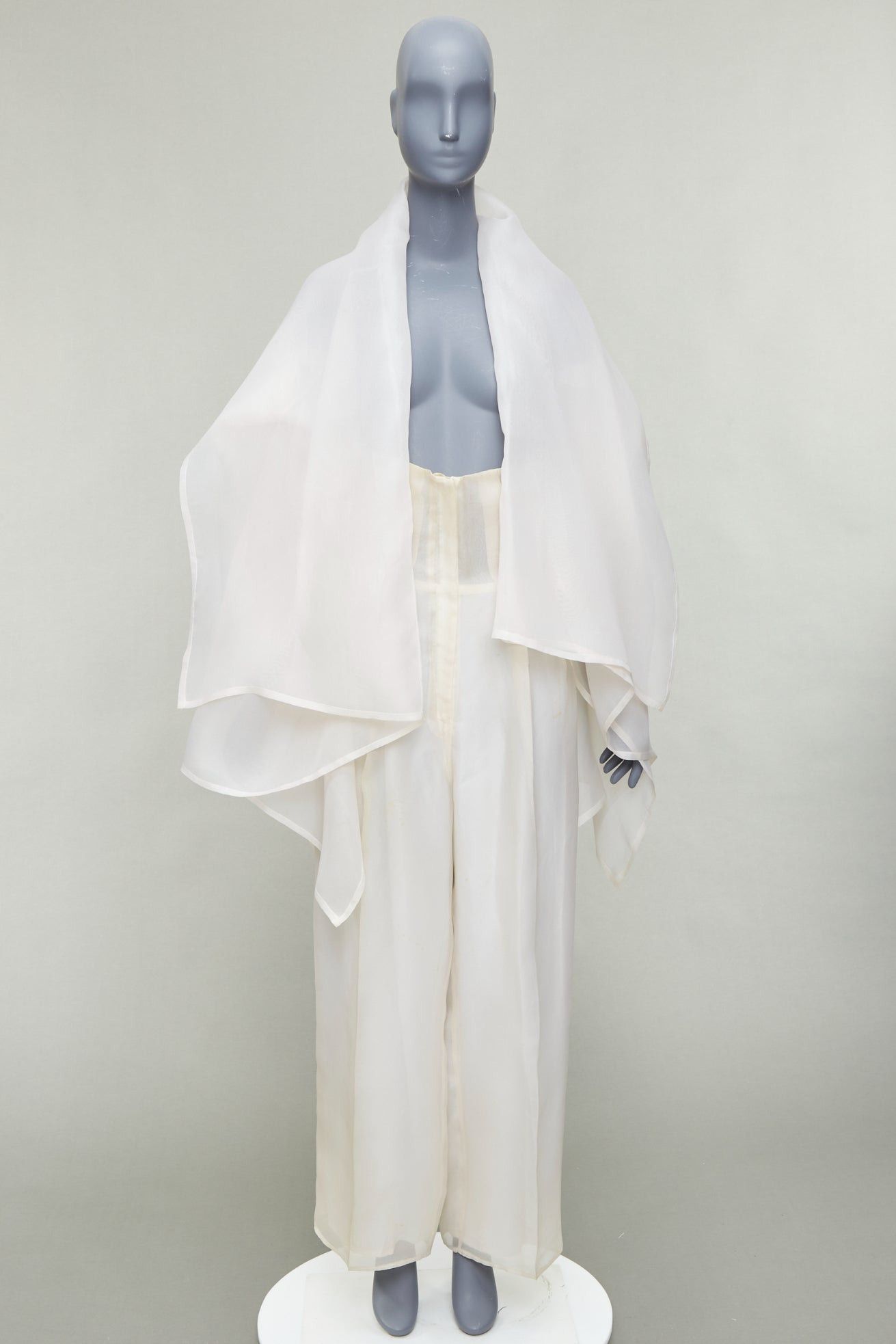 Dolce & Gabbana rare DOLCE GABBANA Vintage ivory silk oversized coat wide leg crop pants suit IT40 S Size 28" / US 6 / IT 42 - 13 Thumbnail