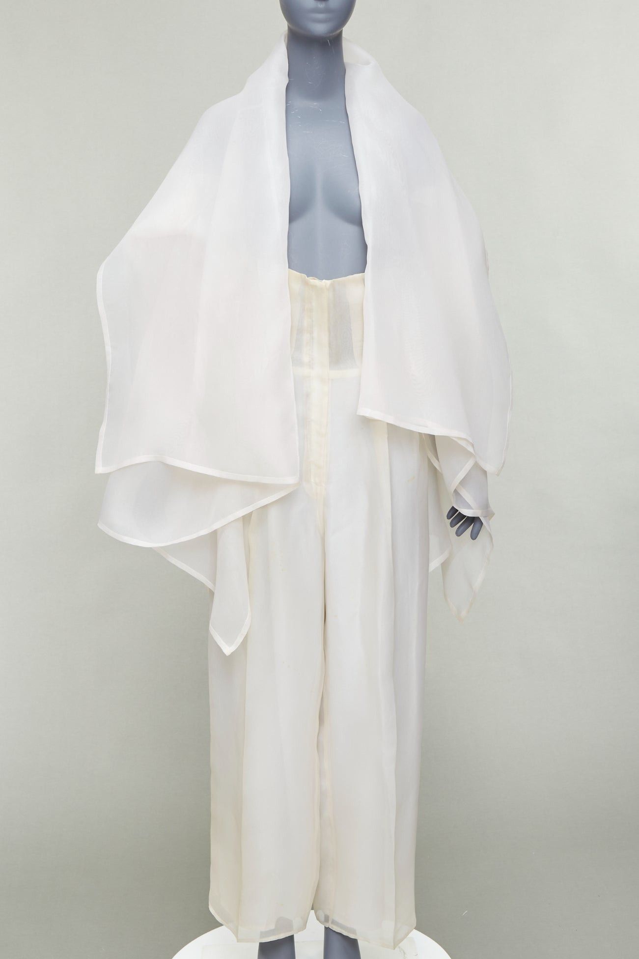 Dolce & Gabbana rare DOLCE GABBANA Vintage ivory silk oversized coat wide leg crop pants suit IT40 S Size 28" / US 6 / IT 42 - 2 Thumbnail