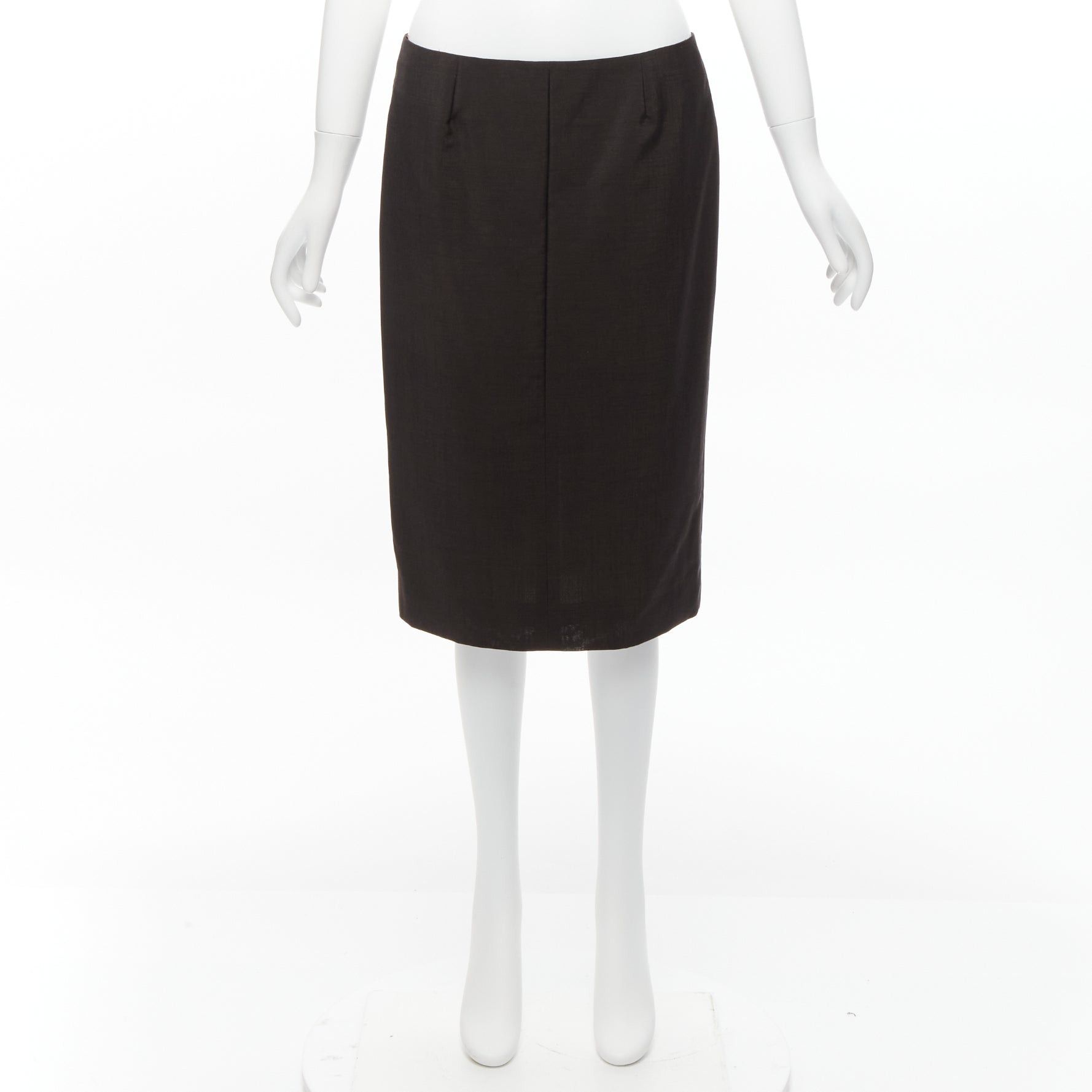 Gucci GUCCI Tom Ford Vintage brown wool mohair mid waist back slit pencil skirt IT40 S Size 27" / US 4 / IT 40 - 9 Thumbnail