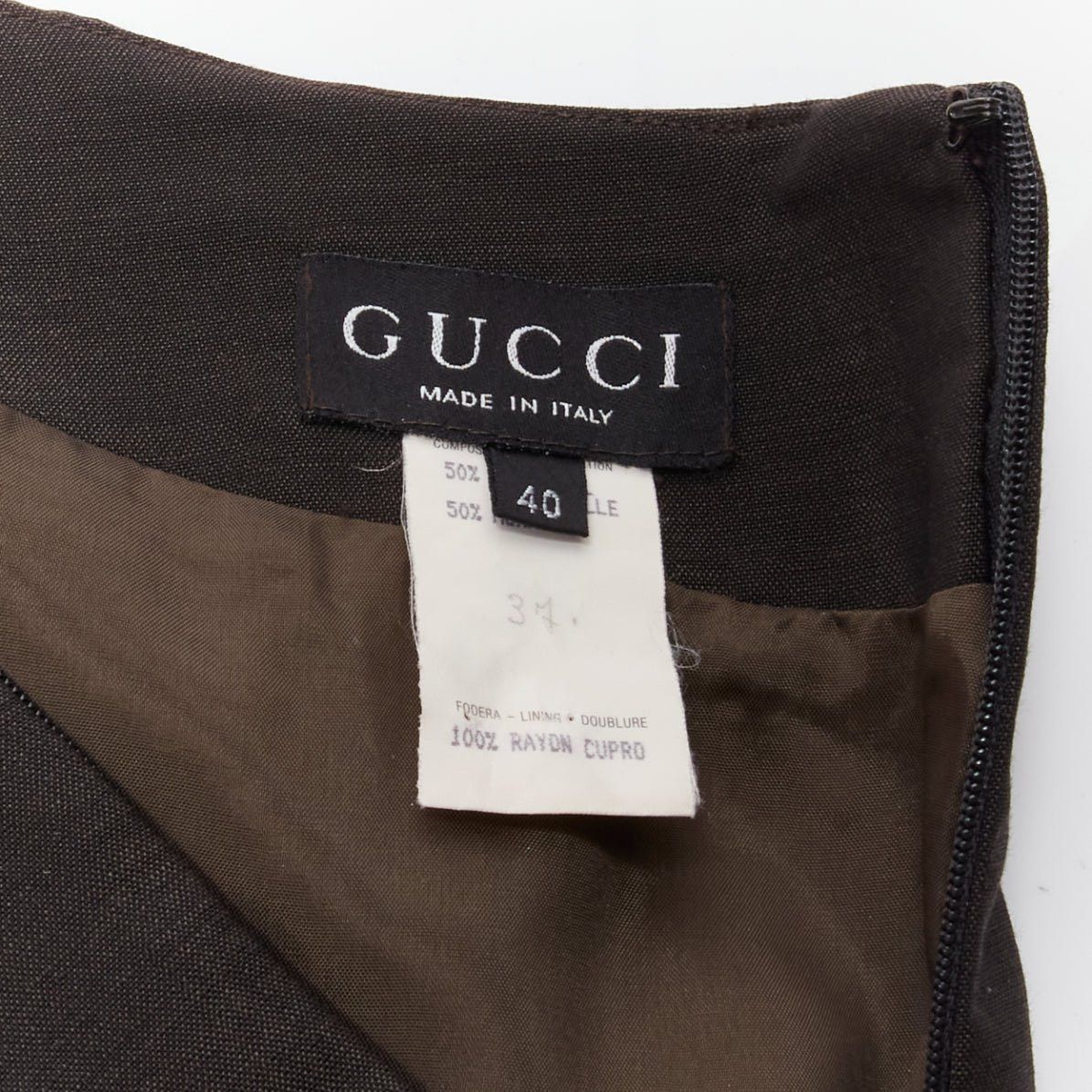 Gucci GUCCI Tom Ford Vintage brown wool mohair mid waist back slit pencil skirt IT40 S Size 27" / US 4 / IT 40 - 8 Thumbnail