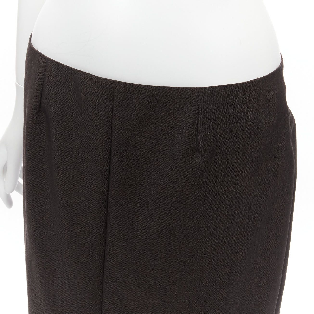 Gucci GUCCI Tom Ford Vintage brown wool mohair mid waist back slit pencil skirt IT40 S Size 27" / US 4 / IT 40 - 7 Thumbnail