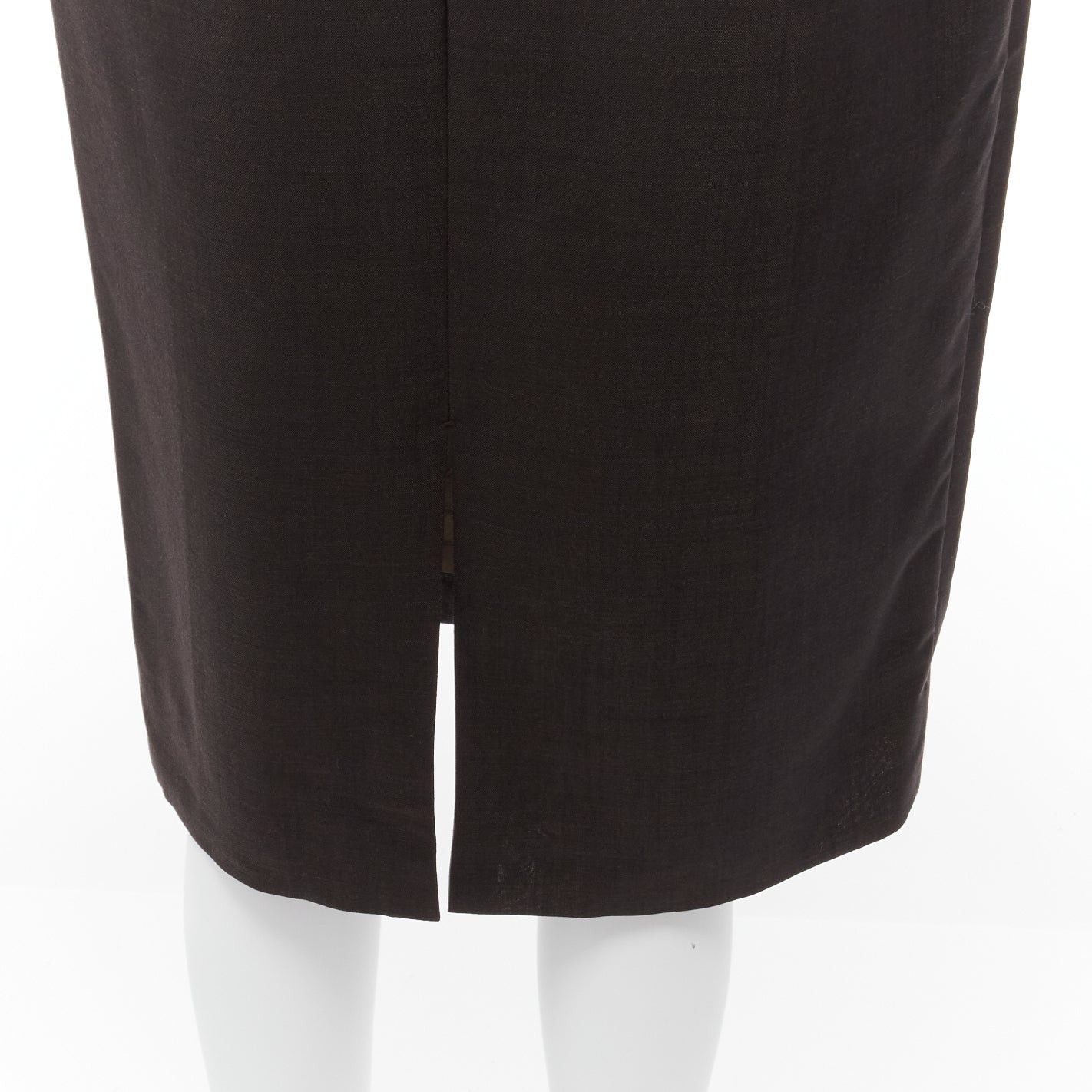 Gucci GUCCI Tom Ford Vintage brown wool mohair mid waist back slit pencil skirt IT40 S Size 27" / US 4 / IT 40 - 2 Thumbnail