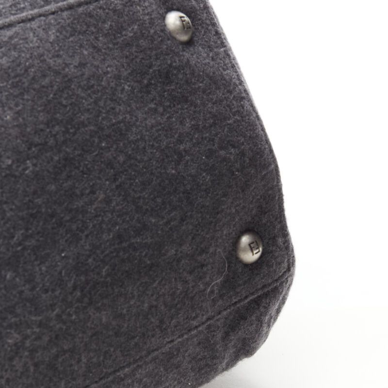 Fendi rare FENDI Peekaboo grey wool burgundy textured leather shoulder satchel bag Size ONE SIZE - 10 Thumbnail