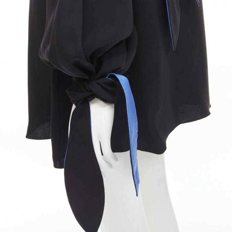 ROKSANDA ROKSANDA 100% silk black blue bow tie cuff tunic dress UK8 S Size S / US 4 / IT 40 - 2 Thumbnail