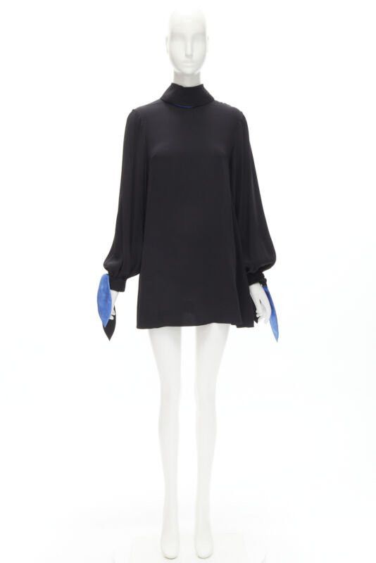 ROKSANDA ROKSANDA 100% silk black blue bow tie cuff tunic dress UK8 S Size S / US 4 / IT 40 - 10 Thumbnail