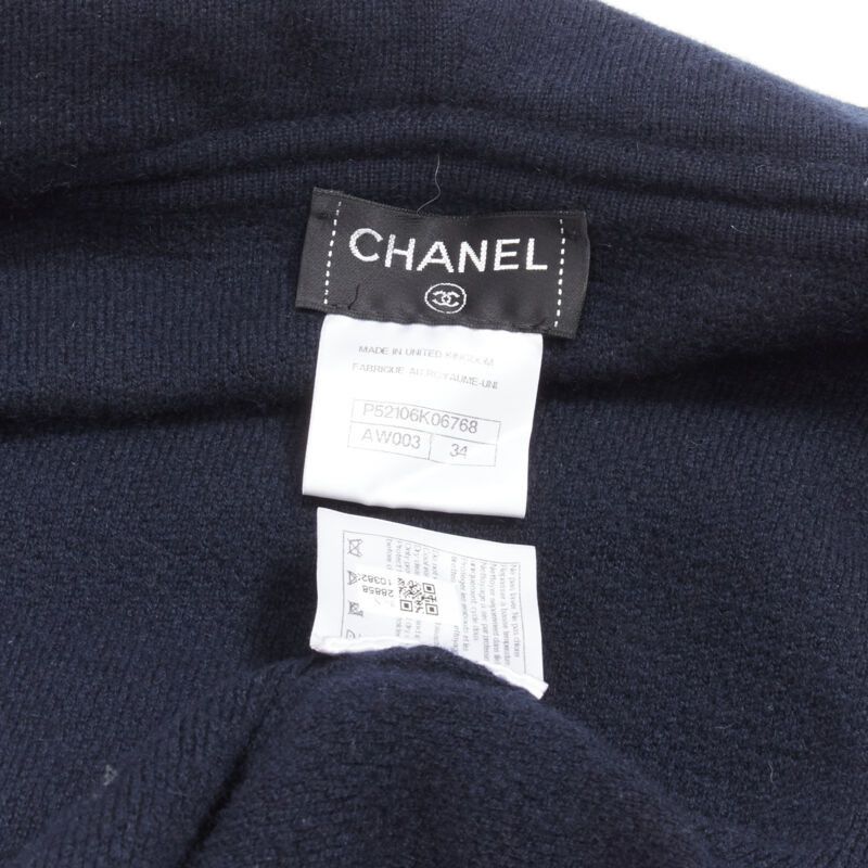 Chanel CHANEL 100% cashmere navy silver CC zip up hooded sweater FR34 XS Size XS / US 0-2 / IT 36-38 - 11 Thumbnail
