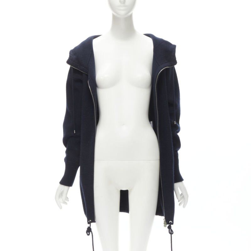 Chanel CHANEL 100% cashmere navy silver CC zip up hooded sweater FR34 XS Size XS / US 0-2 / IT 36-38 - 3 Thumbnail