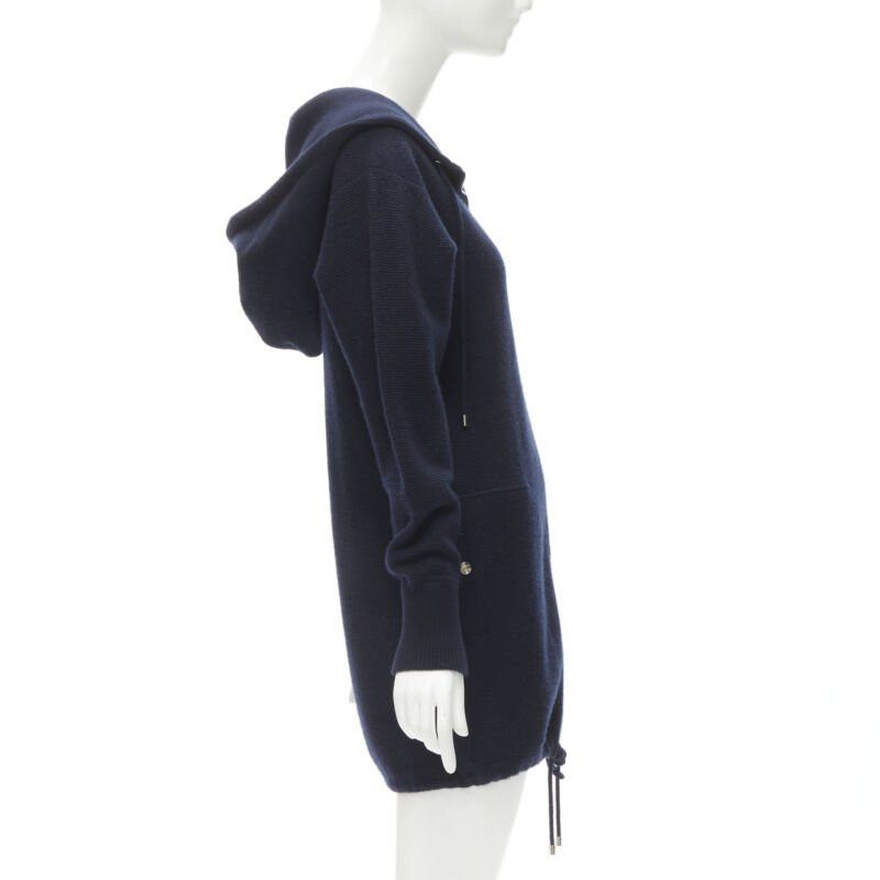 Chanel CHANEL 100% cashmere navy silver CC zip up hooded sweater FR34 XS Size XS / US 0-2 / IT 36-38 - 5 Thumbnail