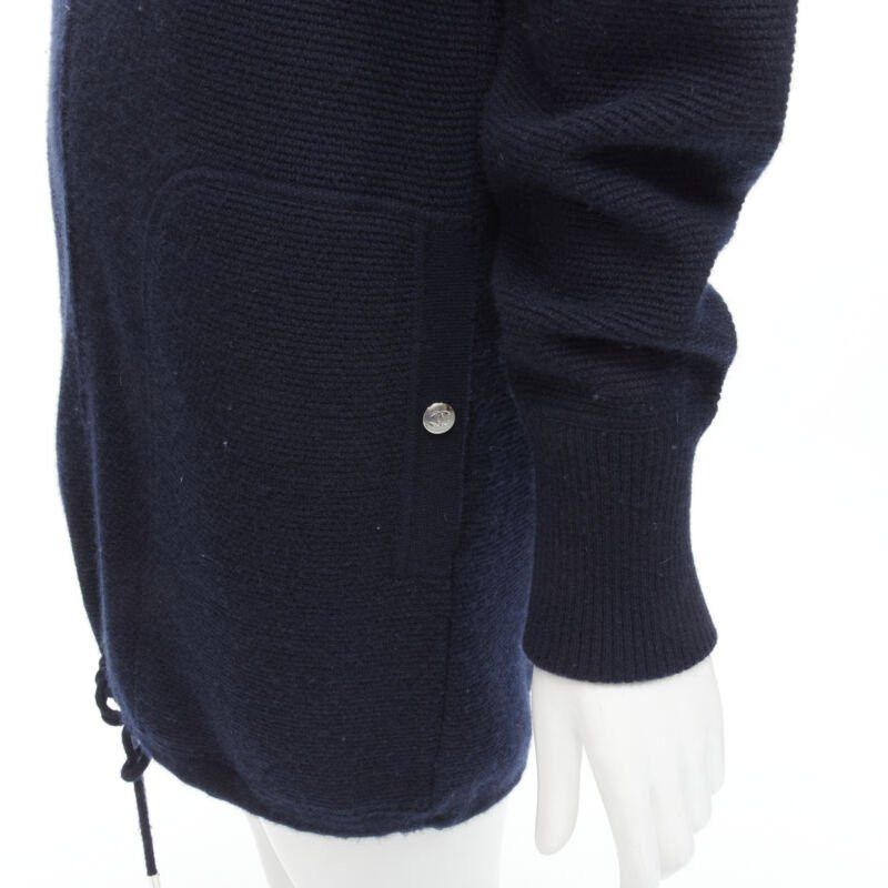 Chanel CHANEL 100% cashmere navy silver CC zip up hooded sweater FR34 XS Size XS / US 0-2 / IT 36-38 - 8 Thumbnail