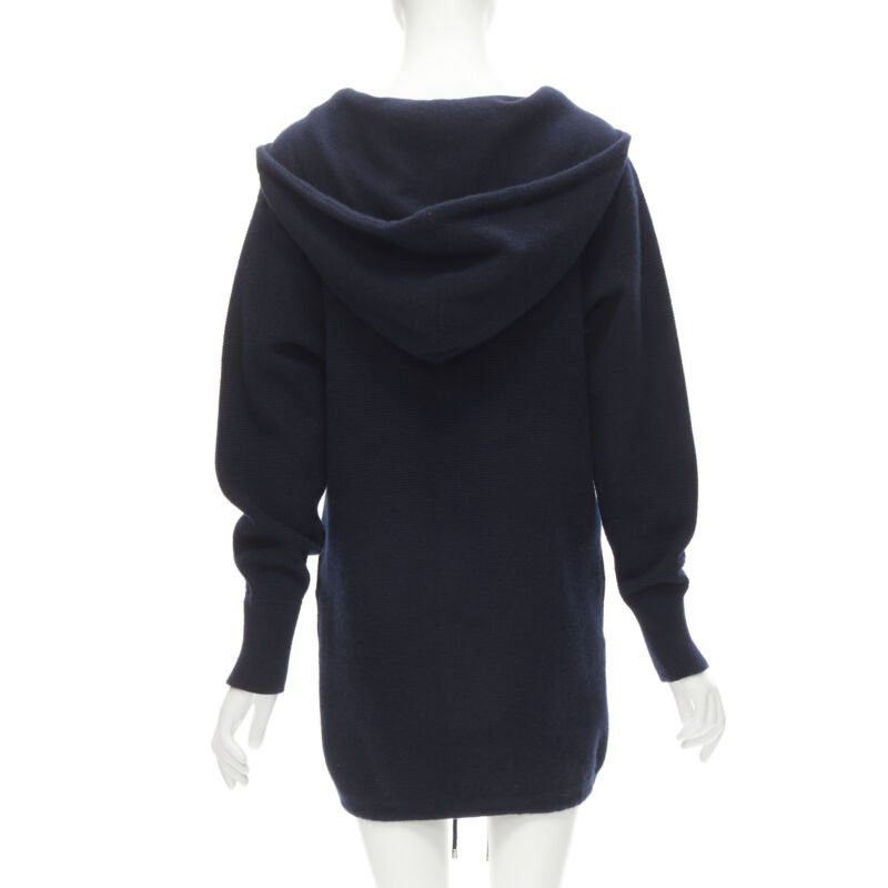 Chanel CHANEL 100% cashmere navy silver CC zip up hooded sweater FR34 XS Size XS / US 0-2 / IT 36-38 - 6 Thumbnail
