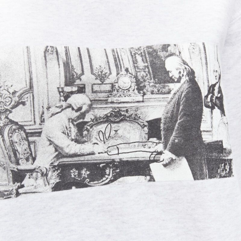 Supreme SUPREME Mike Kelley Franklin Signing Treaty of Alliance grey fleece hoodie L Size L / US 10 / IT 46 - 9 Thumbnail