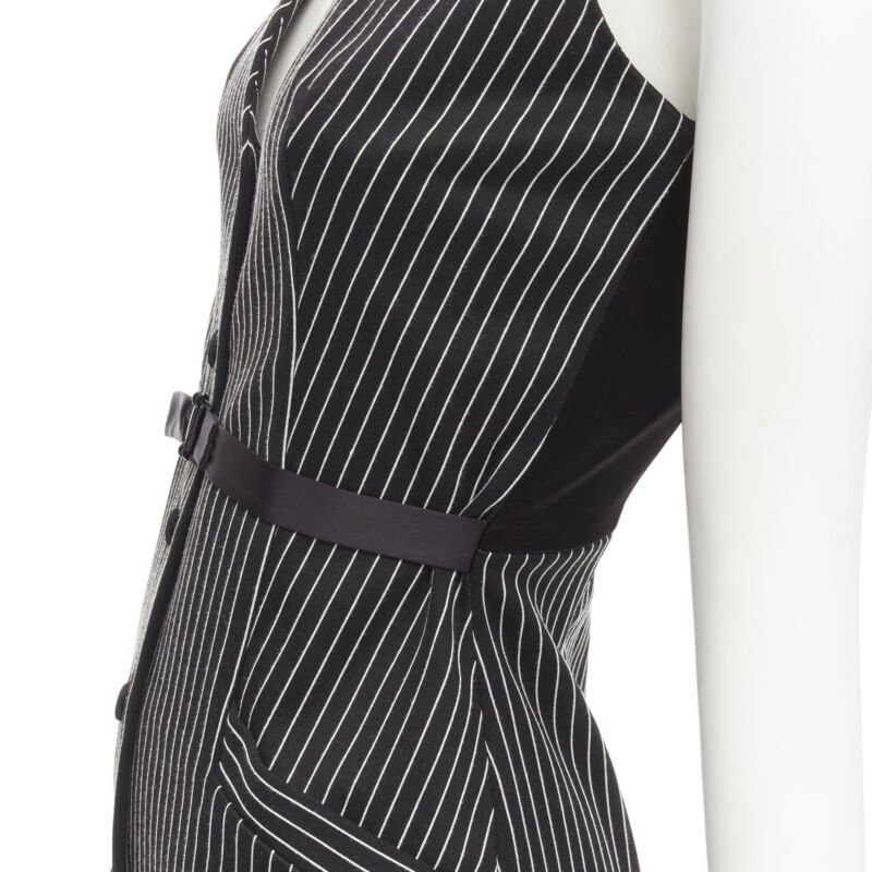 Diane von Furstenberg DIANE VON FURSTENBERG Gilet Dress black white vertical pinstripes dress US0 XS Size XS / US 0-2 / IT 36-38 - 2 Thumbnail