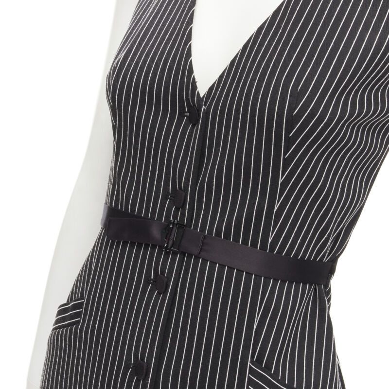 Diane von Furstenberg DIANE VON FURSTENBERG Gilet Dress black white vertical pinstripes dress US0 XS Size XS / US 0-2 / IT 36-38 - 7 Thumbnail