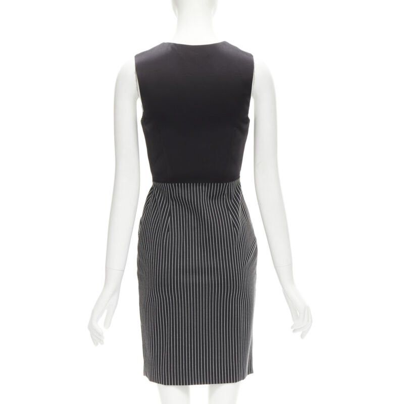 Diane von Furstenberg DIANE VON FURSTENBERG Gilet Dress black white vertical pinstripes dress US0 XS Size XS / US 0-2 / IT 36-38 - 5 Thumbnail