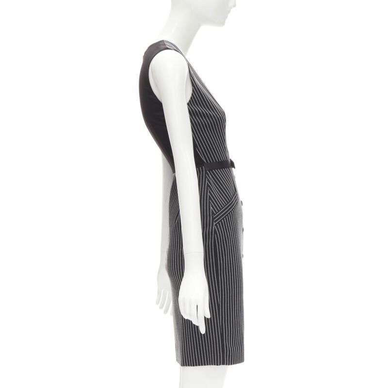 Diane von Furstenberg DIANE VON FURSTENBERG Gilet Dress black white vertical pinstripes dress US0 XS Size XS / US 0-2 / IT 36-38 - 4 Thumbnail