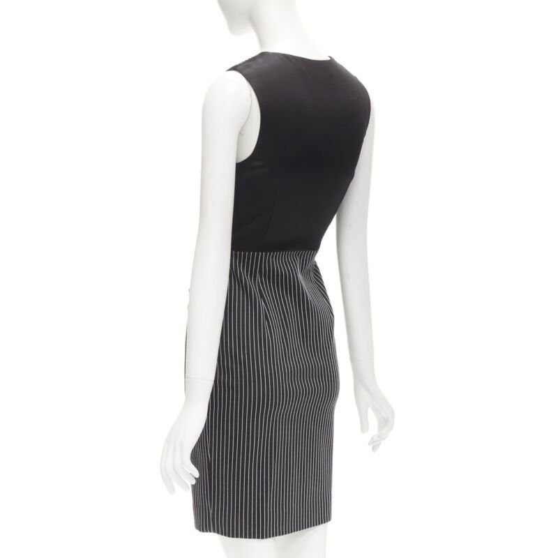 Diane von Furstenberg DIANE VON FURSTENBERG Gilet Dress black white vertical pinstripes dress US0 XS Size XS / US 0-2 / IT 36-38 - 6 Thumbnail