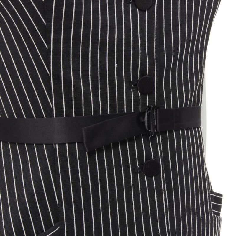 Diane von Furstenberg DIANE VON FURSTENBERG Gilet Dress black white vertical pinstripes dress US0 XS Size XS / US 0-2 / IT 36-38 - 8 Thumbnail