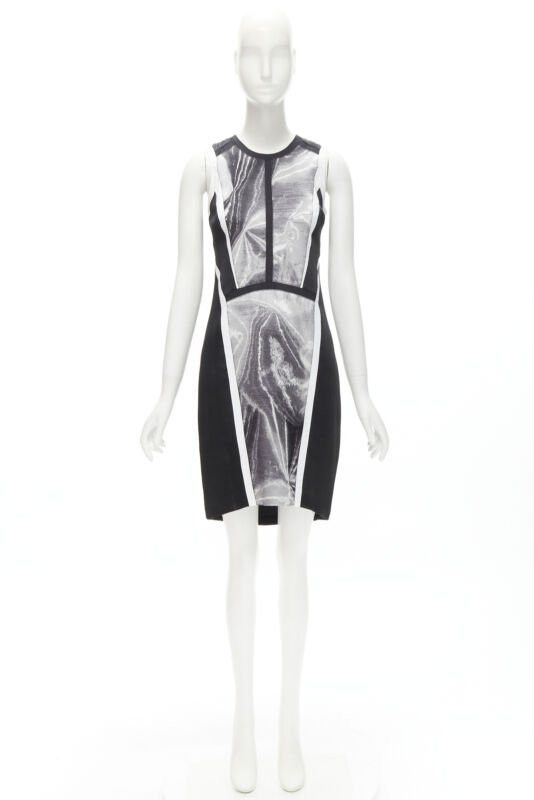 Helmut Lang HELMUT LANG black white abstract print paneled dress US0 XS Size XS / US 0-2 / IT 36-38 - 10 Thumbnail