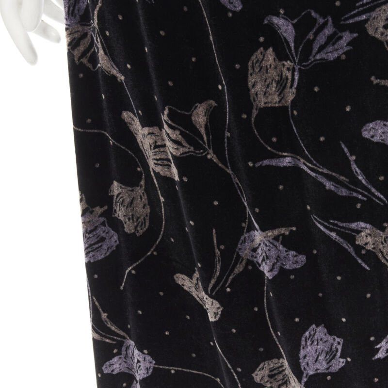 Diane von Furstenberg DIANE VON FUSTENBERG black floral print velvet wrap dress robe XS Size XS / US 0-2 / IT 36-38 - 8 Thumbnail