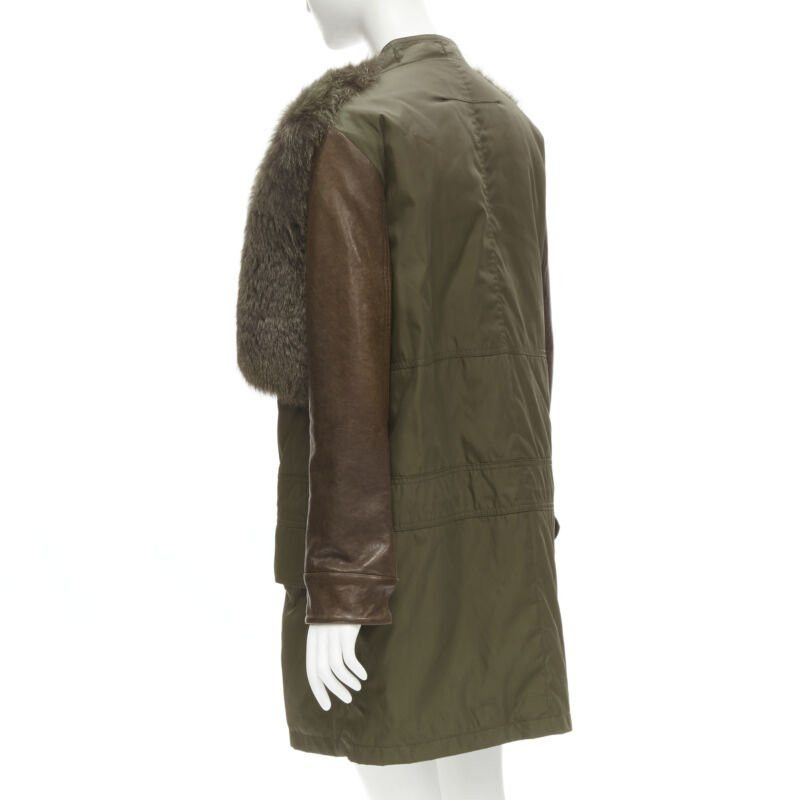 Givenchy GIVENCHY Riccardo Tisci green leather sleeve fox fur anorak coat FR34 XS Size XS / US 0-2 / IT 36-38 - 6 Thumbnail