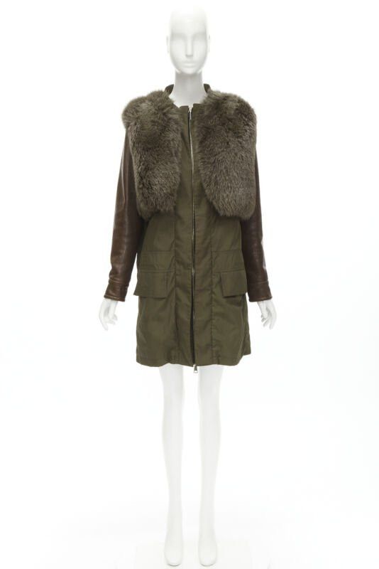 Givenchy GIVENCHY Riccardo Tisci green leather sleeve fox fur anorak coat FR34 XS Size XS / US 0-2 / IT 36-38 - 11 Thumbnail