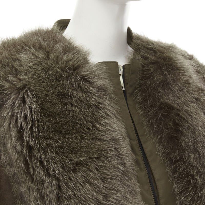 Givenchy GIVENCHY Riccardo Tisci green leather sleeve fox fur anorak coat FR34 XS Size XS / US 0-2 / IT 36-38 - 2 Thumbnail
